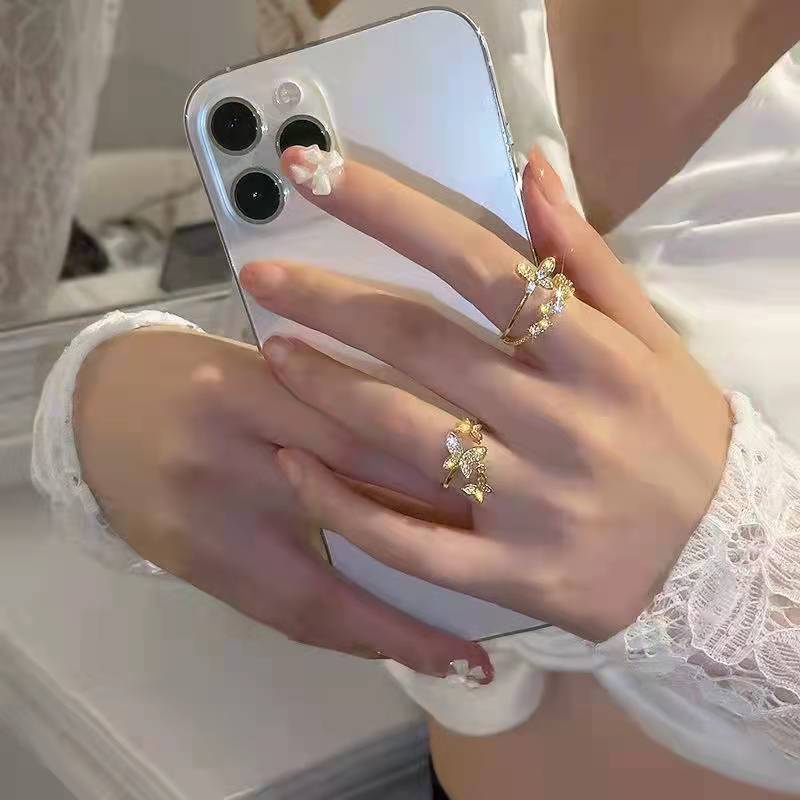 Nhẫn Hình Bướm 3D Đính Đá Thời Trang Sang Trọng Dành Cho Nữ