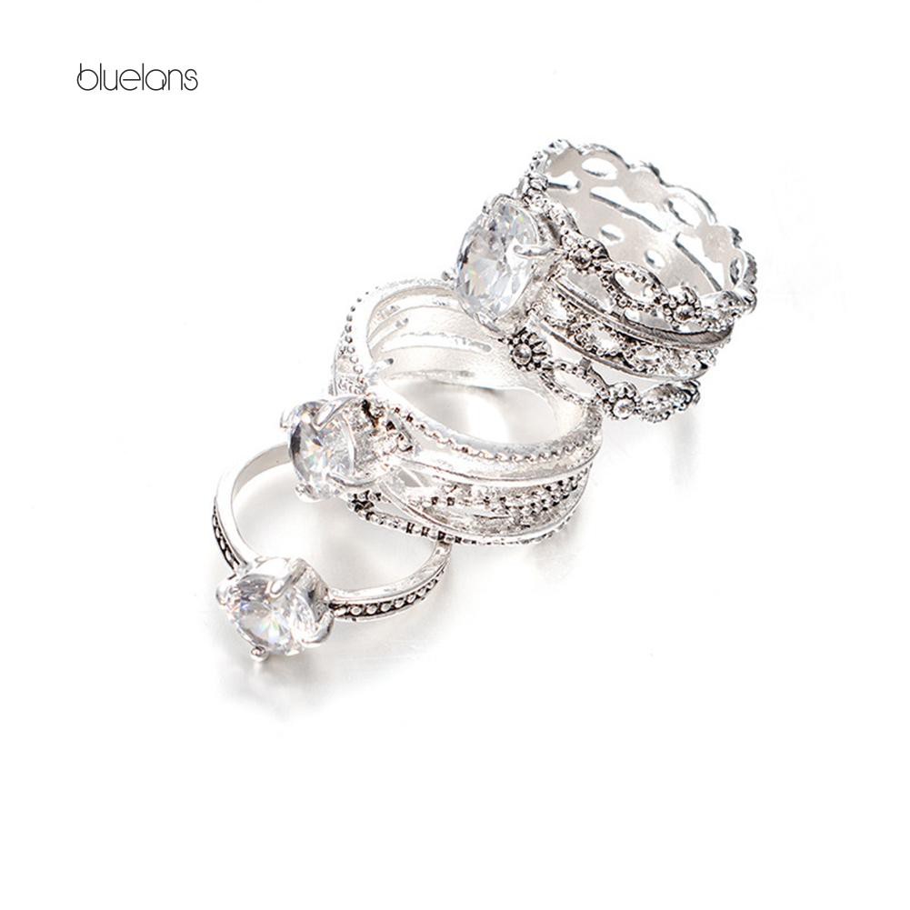 Bộ 3 Nhẫn Đính Kim Cương Giả Thời Trang Cho Nữ