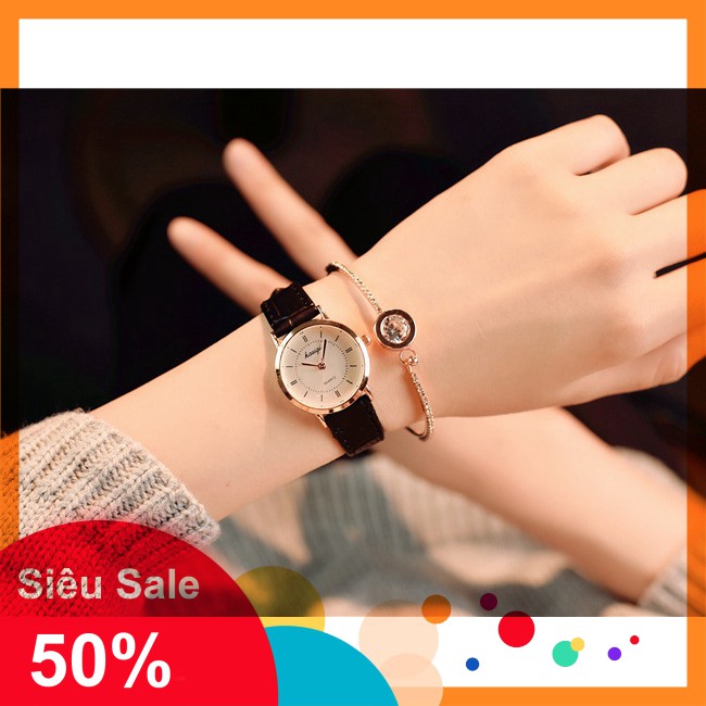 (SALE OFF 45% ) đổng hồ Nữ KASIQI dây da màu đen