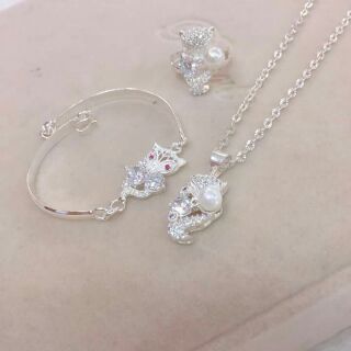 🌟 🌟 🌟 Set Hồ ly ôm ngọc trai bạc chuẩn