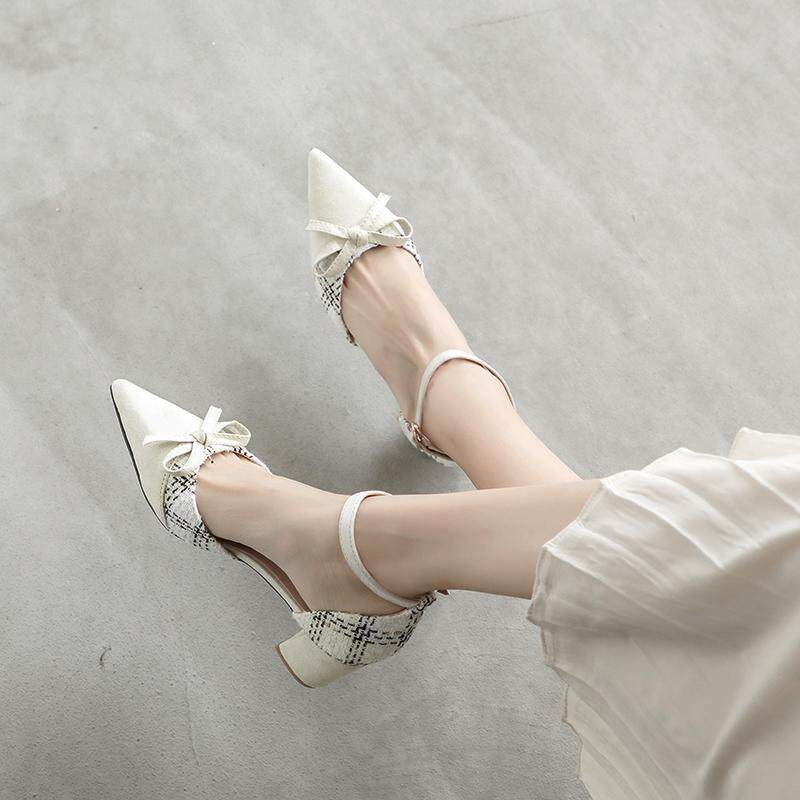 Giày Cao Gót Bít Mũi Phối Nơ Dễ Thương Đế Dày Mũi Nhọn Siêu Hot CG-0592 giaysi.vn