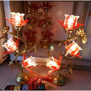Đôi đèn thờ LED hoa ly 3 bông cao 35cm - 45cm - 55cm
