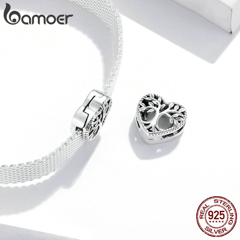 Hạt Charm Bamoer SCX119 Bằng Bạc 925 Thiết Kế Hình Cây Sự Sống Dùng Làm Vòng Tay DIY