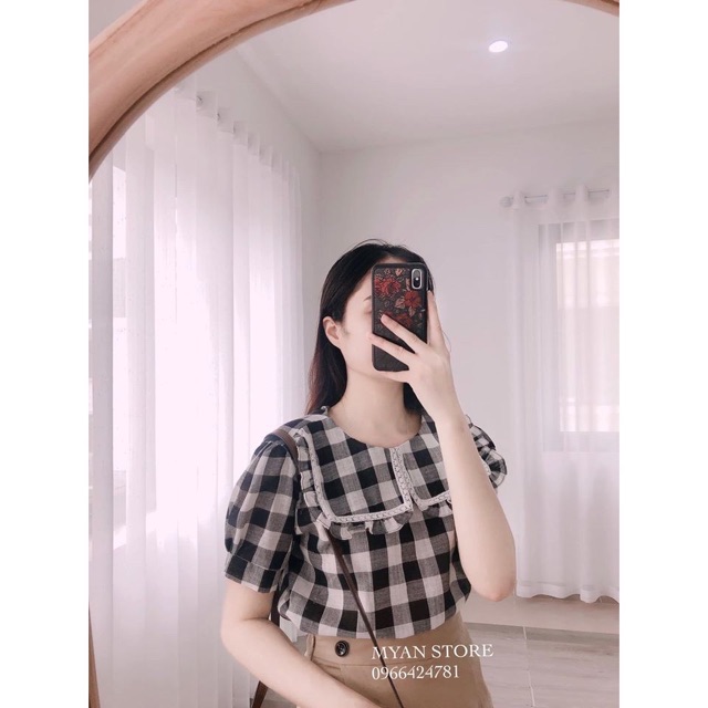 ÁO KẺ CARO CỔ THUỶ THỦ NEW