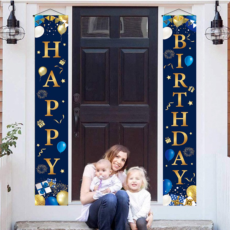 Bộ Rèm Cửa Và Bong Bóng Màu Vàng Đen 180x30cm Trang Trí Tiệc Sinh Nhật 18 20 30 40 Tuổi