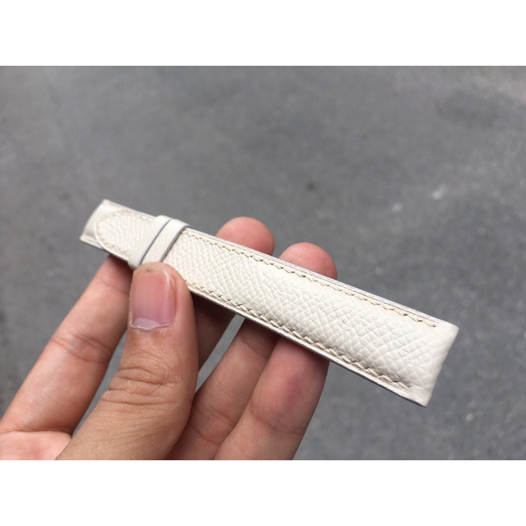 Dây Đồng Hồ Da Bò Epsom Cao Cấp Chống Bám Bụi Màu Kem