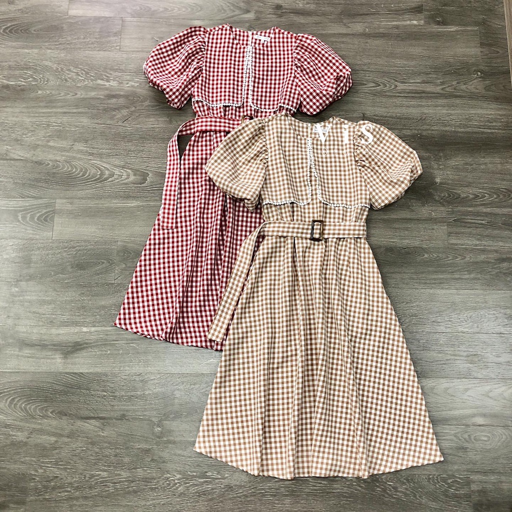ĐẦM MIDI NỮ CARO THẮT BELT