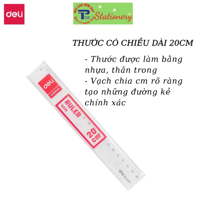 Thước kẻ Deli trong suốt - 20/30cm - 1 chiếc - E6220/ E6230