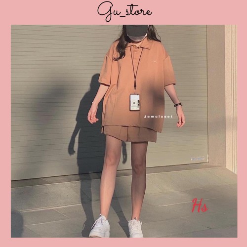 Bộ Đồ Cotton Áo Polo Thêu Logo Gucci Hot Trend GU Store