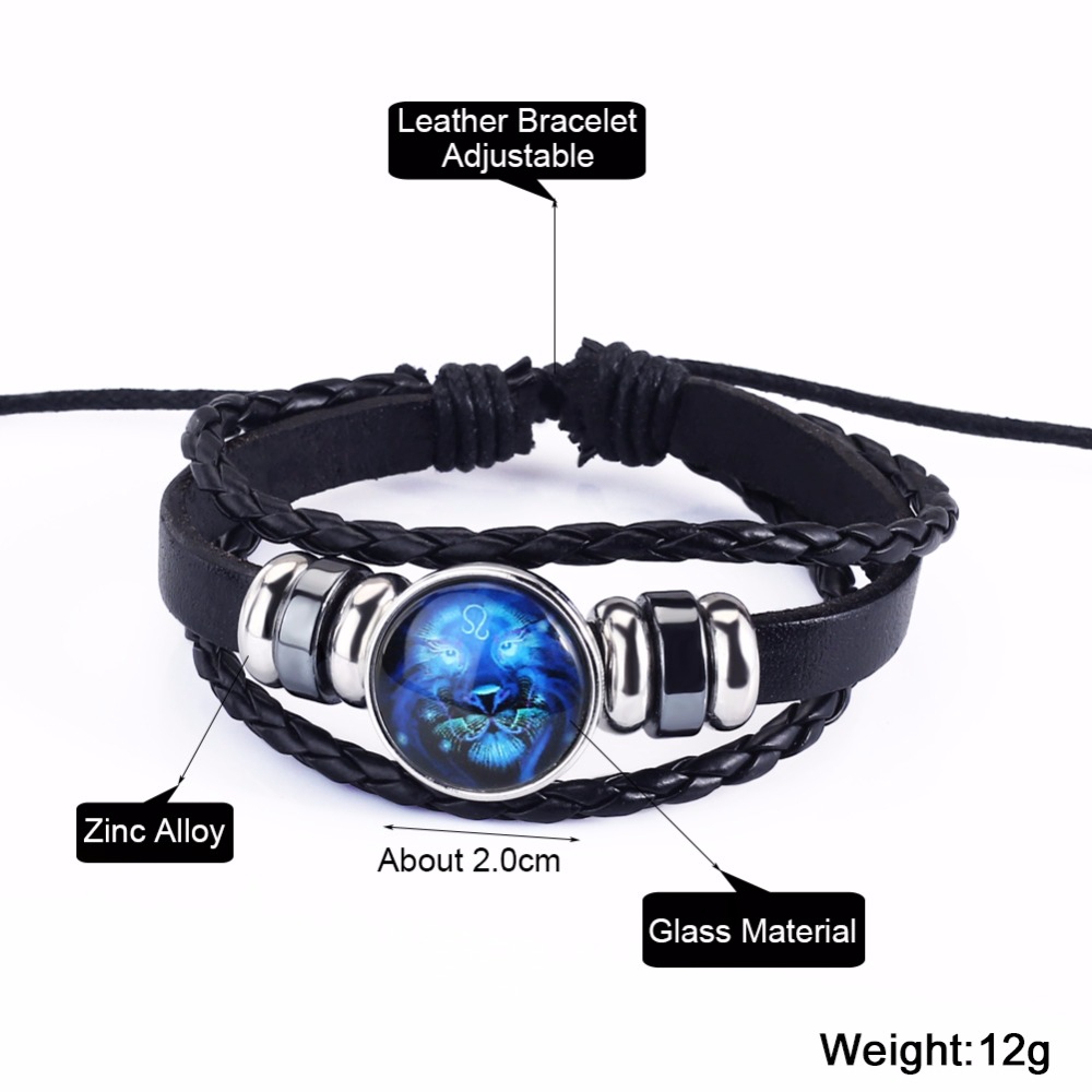  Set 2 vòng tay hình 12 cung hoàng đạo bằng da mặt thép không gỉ thời trang cho nữ | BigBuy360 - bigbuy360.vn
