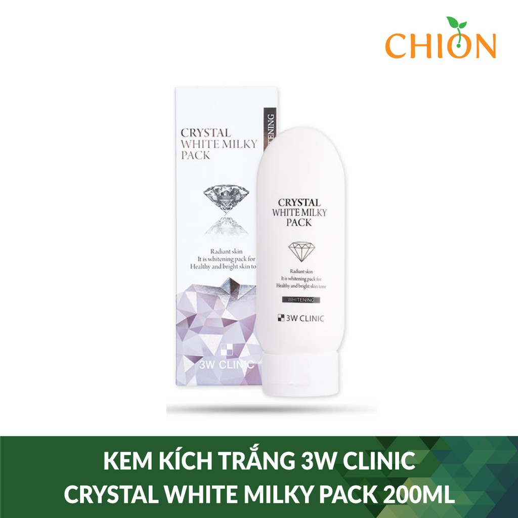 Kem kích trắng 3W Clinic Crystal White Milky Pack 200ml - Hàn Quốc Chính Hãng