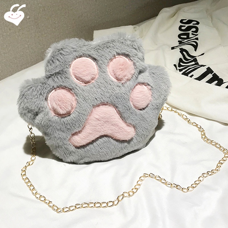 1 Túi Đeo Chéo Vai Hình Chân Mèo Dễ Thương Dành Cho Nữ Sinh