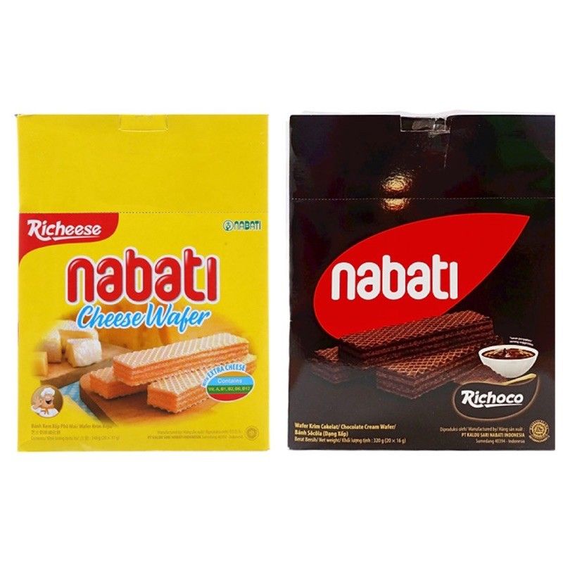 Bánh xốp Nabati ( Nhân Phô mai , Sôcôla, Sữa chua Phúc Bồn Tử) hộp 320g