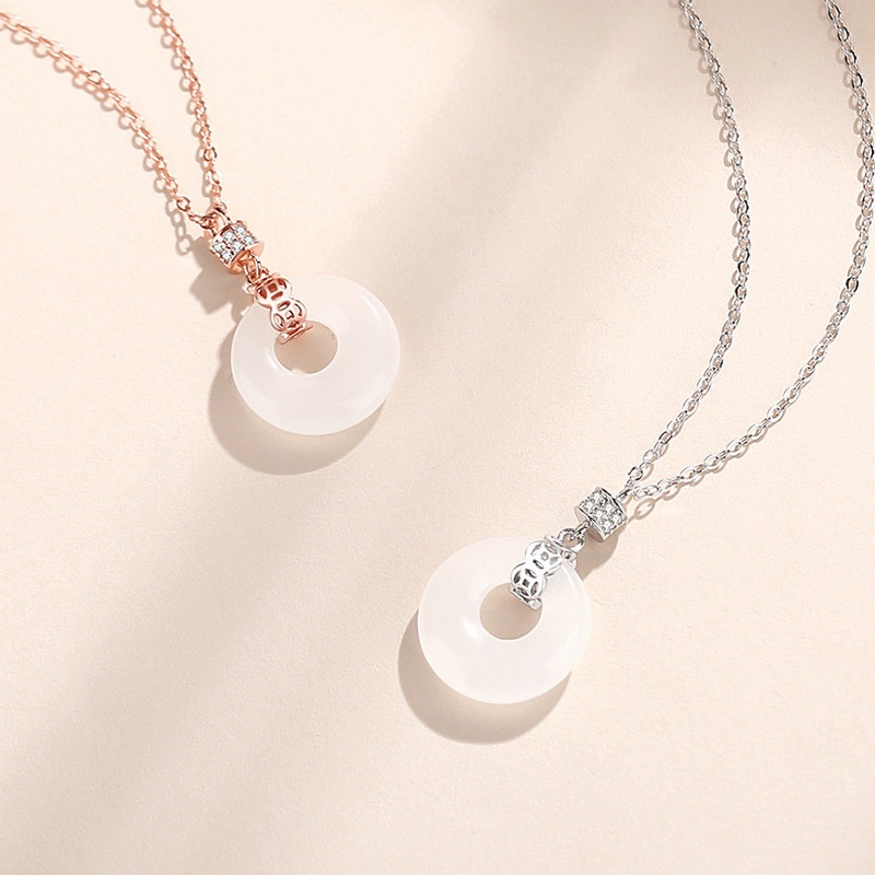 Trang nhã Màu trắng Hetian Jade Vòng cổ Thanh lịch Vòng cổ Rhinestone cho Phụ nữ Vòng cổ sang trọng