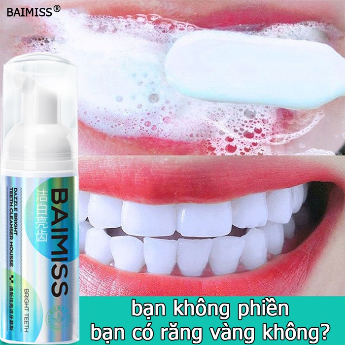 BAIMISS Bọt Tẩy Trắng Răng Tinh chất làm trắng răng sạch răng tẩy vết ố giúp răng ​chắc khỏe và trắng sáng tự nhiên