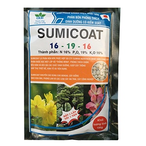 Gói 100g Phân tan chậm SUMICOAT Nhật Bản cho hoa lan mai sứ thái 16-19-16