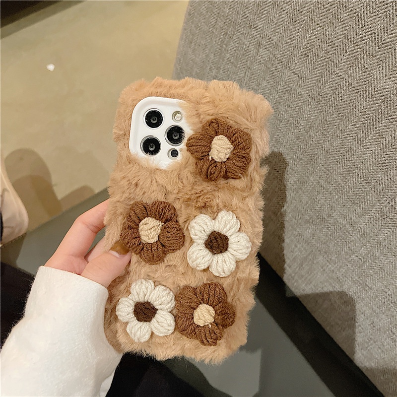 Ốp Điện Thoại Lông Thỏ Mềm Họa Tiết Bông Hoa Nhỏ Xinh Cho Iphone 13 12promax 7plusX / XR