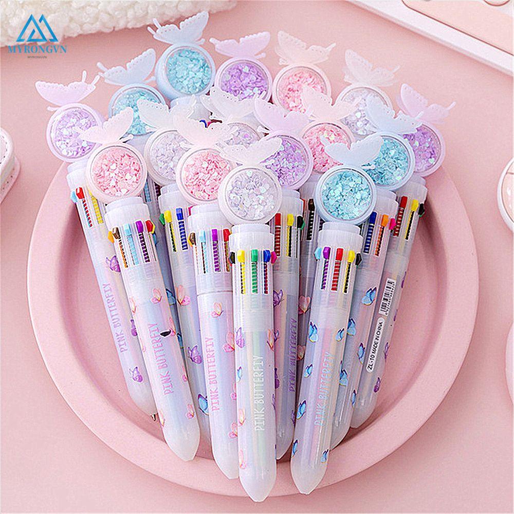 Bút bi 10 màu họa tiết bươm bướm thiết kế dễ thương