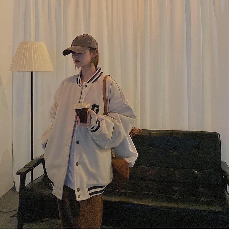 Áo Khoác Bomber Kaki 1 Lớp Unisex Nam Nữ form rộng In chữ G - Zadola fashion