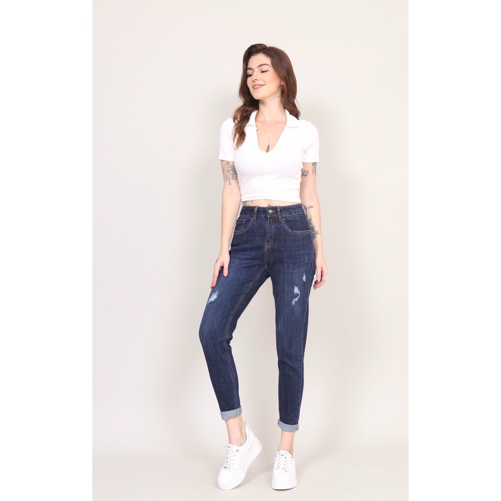 Quần Jean Nữ Boyfriend baggy Rách co dãn 120 CT JEANS