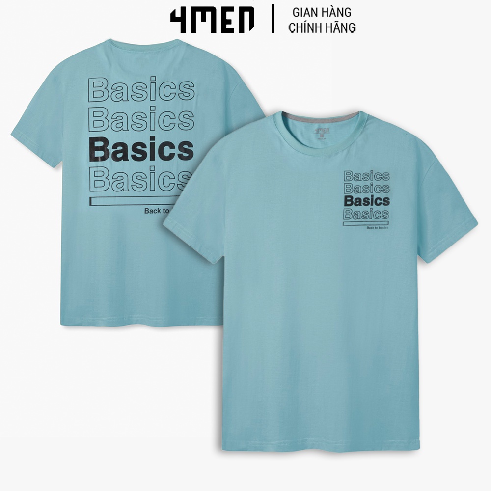 Áo Thun Nam 4MEN AT070 cổ tròn, tay ngắn, form Regular in chữ Back To Basics trẻ trung, năng động, thoáng mát có độ co g