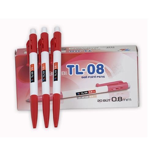 Hộp 20 cây Bút Bi TL-08 ( xanh, đỏ, đen ) ngòi 0.8mm