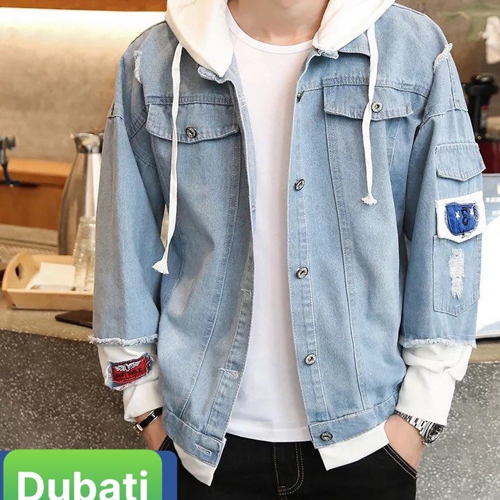 ÁO BÒ KHOÁC JEAN NAM NỮ PHỐI NÓN NỈ BASIC THỜI TRANG CAO CẤP PHONG CÁCH HÀN QUỐC- DUBATI FASHION