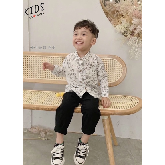 Bộ sơ Mi Cho Bé Từ 8-22kg ❤️ Áo chất Thô Mềm quần vải Nhung chéo siêu đẹp