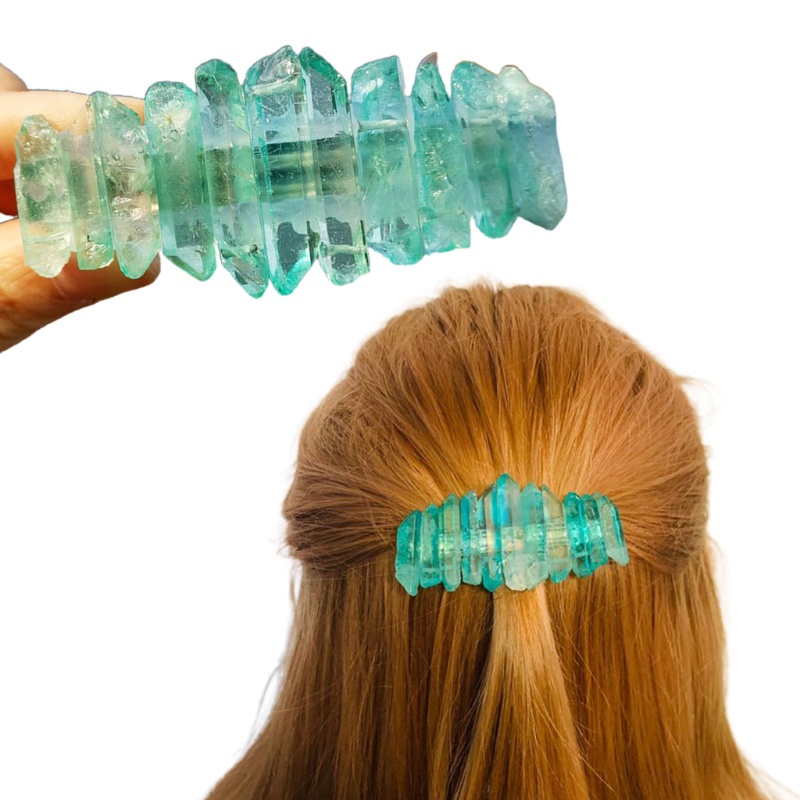 Kẹp Tóc Đính Đá Thạch Anh Pha Lê Nhiều Màu Phong Cách Vintage Pháp Cho Nữ