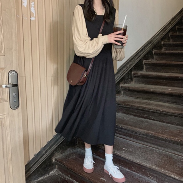ORDER - Set Váy Yếm Vintage Dáng Dài