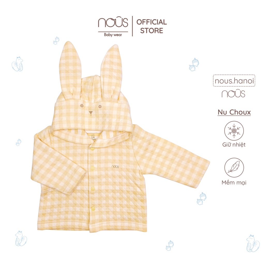 Áo Khoác Nous 2 Màu Tai Gấu Trần Bông Màu Xanh - Tím(Size 3-6 Đến 18-24 Tháng)