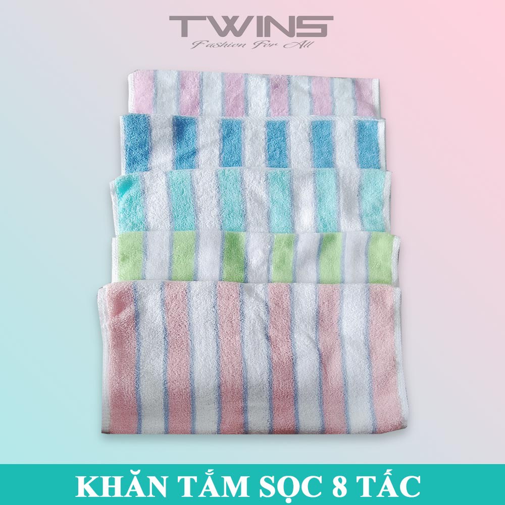Khăn tắm cotton cao cấp đa năng Hachiba sọc 8 tấc thấm hút nước tốt bền màu không xù lông (shop giao màu ngẫu nhiên)
