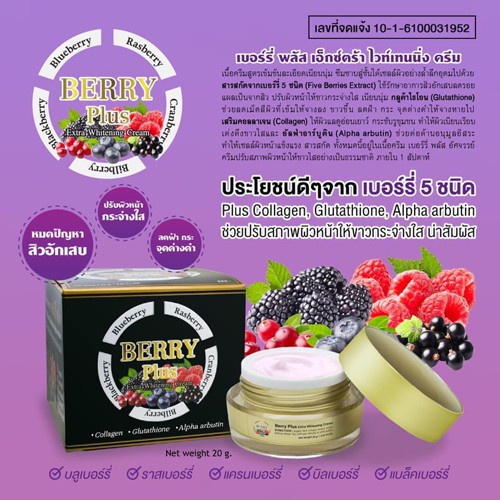 Kem xóa nám dưỡng trắng da ban đêm Berry Plus Extra Whitening Cream Thái Lan 20g