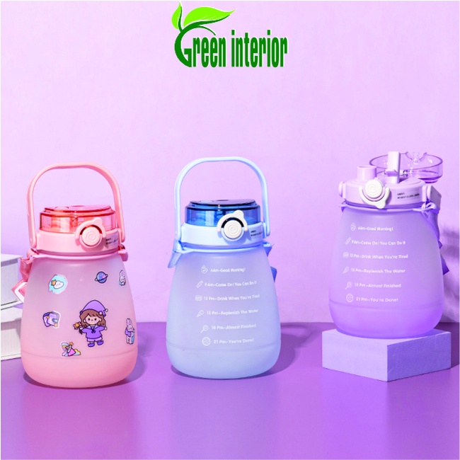 Bình giữ nhiệt dung tích lớn 1300ml Greeninterior, cốc đựng nước siêu tiện lợi sử dụng hằng ngày Màu Tím Mờ