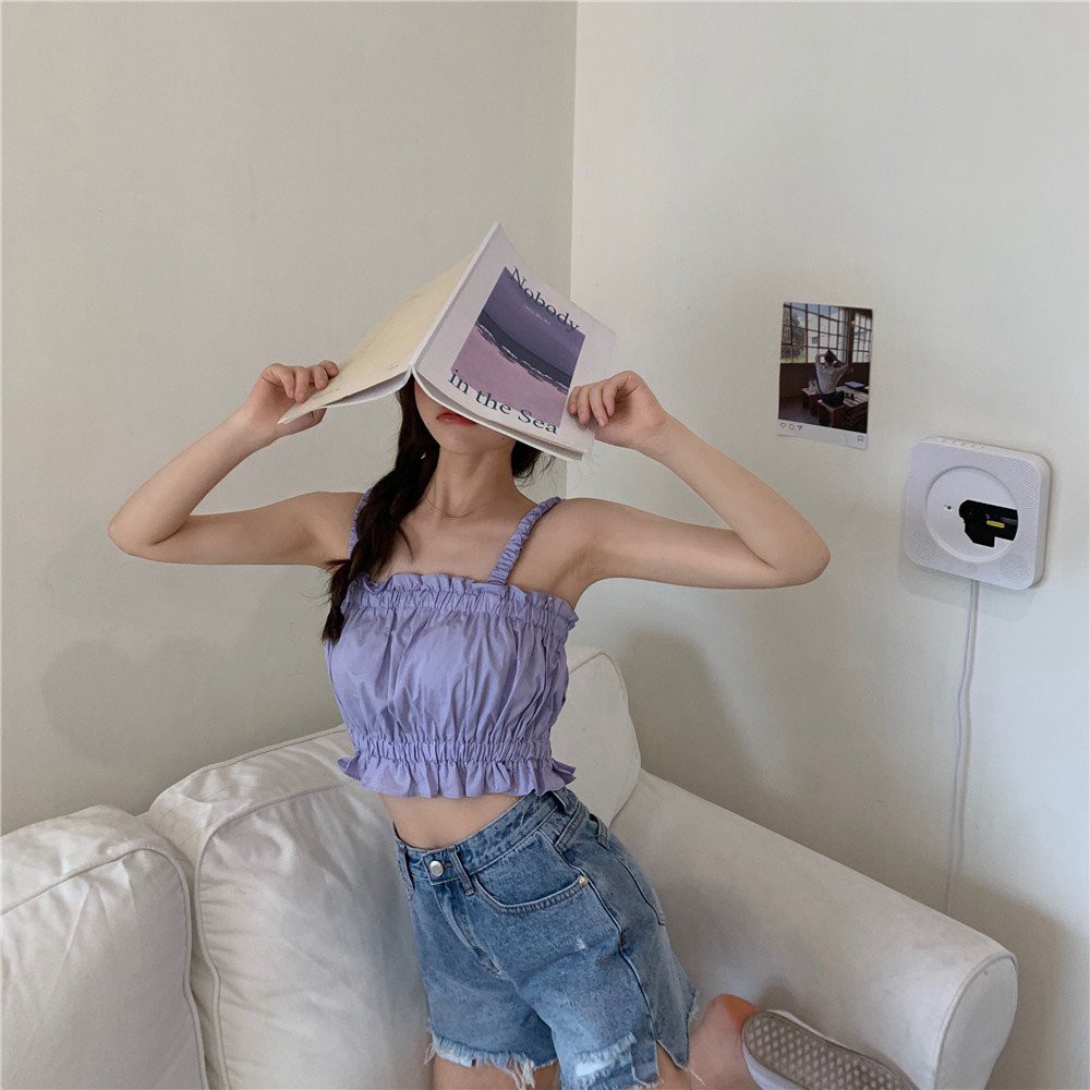 Áo 2 dây đũi chun ngực dáng croptop trẻ trung cá tính | BigBuy360 - bigbuy360.vn