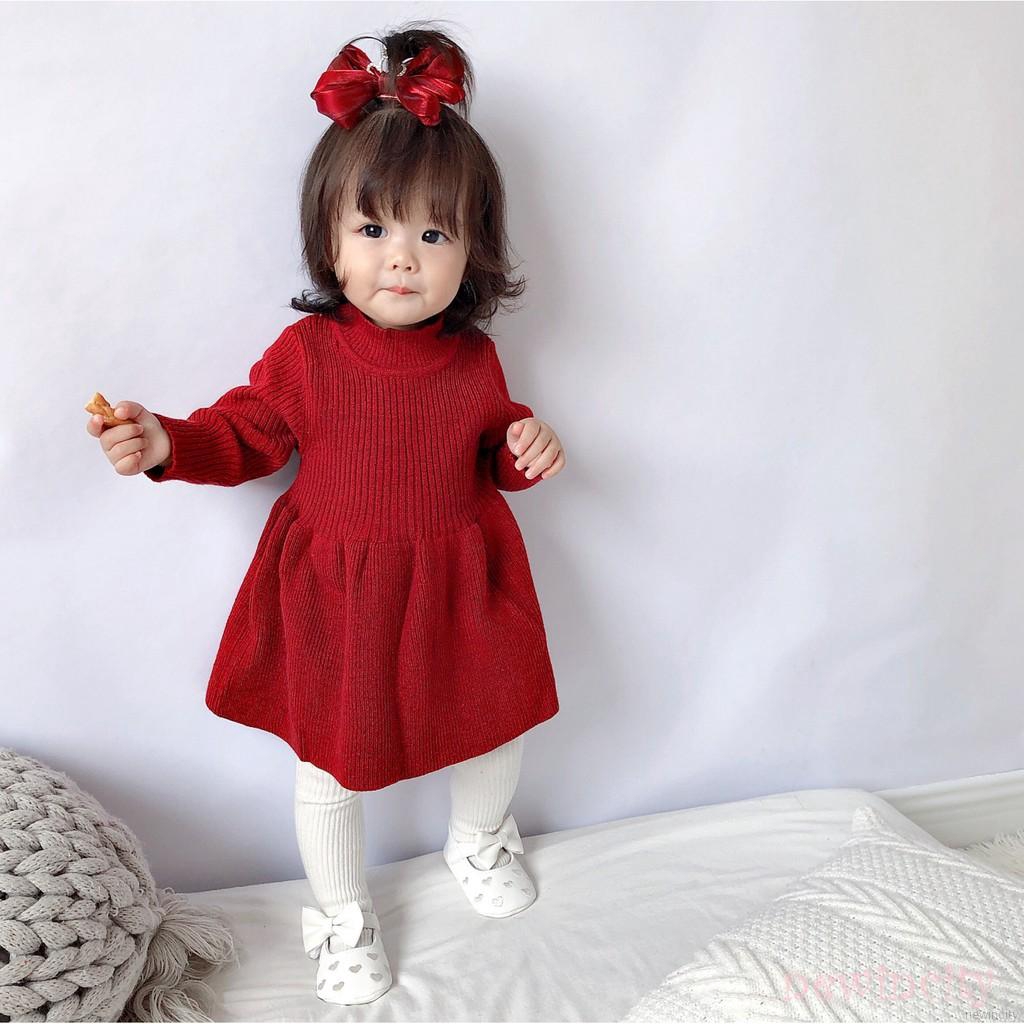 Đầm Tay Dài Màu Trơn Dành Cho Bé Gái