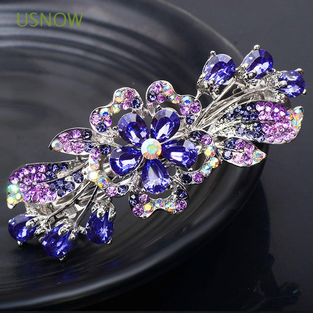 Kẹp Tóc Đuôi Ngựa Hình Hoa Đính Đá Phong Cách Vintage Đơn Giản Giá Đỡ