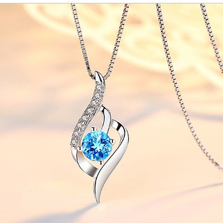 Dây chuyền bạc 925 đính đá ruby xanh ngọc lấp lánh (MDC.X015)