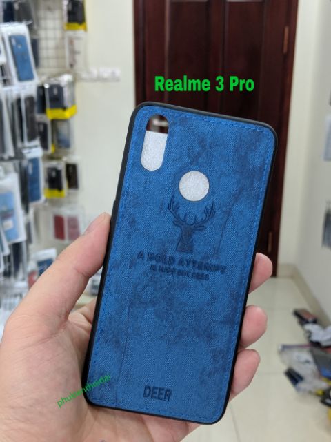 Ốp lưng Oppo Realme Q2 / V5 / Realme 3 Pro chống sốc vải đầu hươu cao cấp