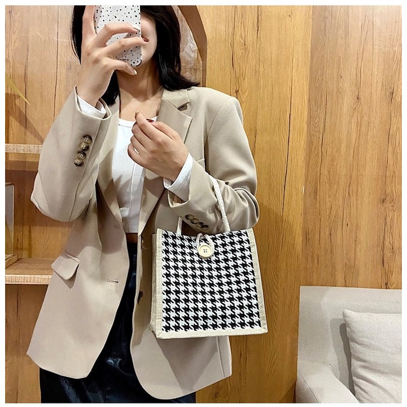 Túi tote vải lanh mini in họa tiết phong cách Nhật Bản thời trang cho nữ