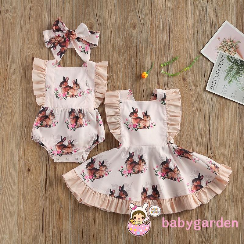 Áo Liền Quần Cổ Vuông In Hoa Cho Bé Gái