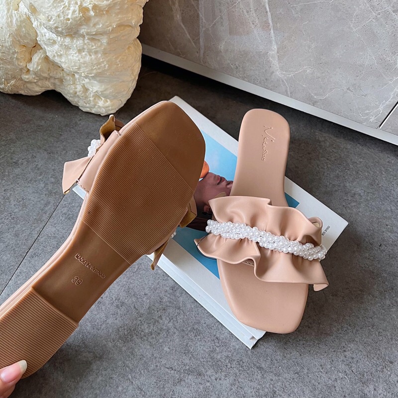 Dép bèo quai cườm Mieo Shoes ( D1240 D1241 D1242 D1243 D1244 )