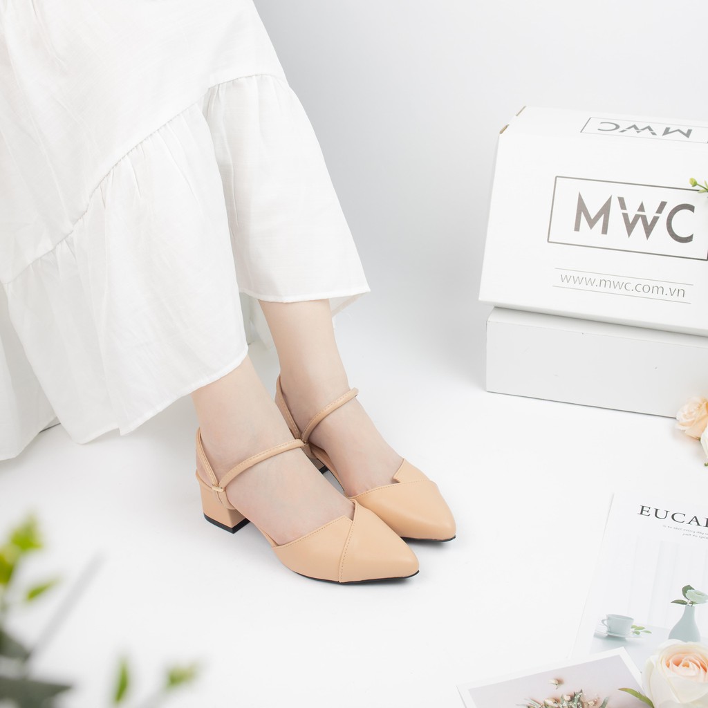 Giày Cao Gót MWC Đế Vuông 5CM Bít Mũi Quai Hậu NUCG-3816