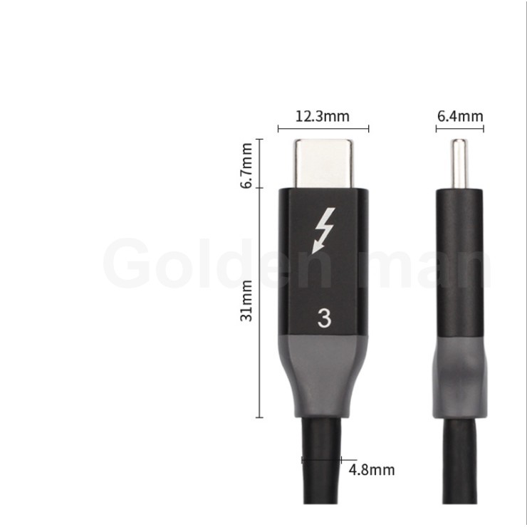 Cáp Thunderbolt 3 USB type-C chuẩn USB4 PD100W 20V5A tốc độ 40 Gbps - BH 12th