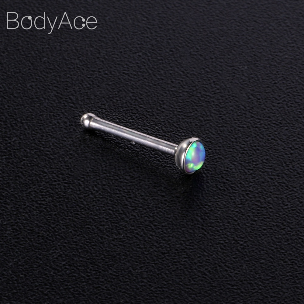 Set 5 Khuyên Xỏ Mũi Bằng Thép Không Gỉ Đính Đá Opal Thời Trang 20G