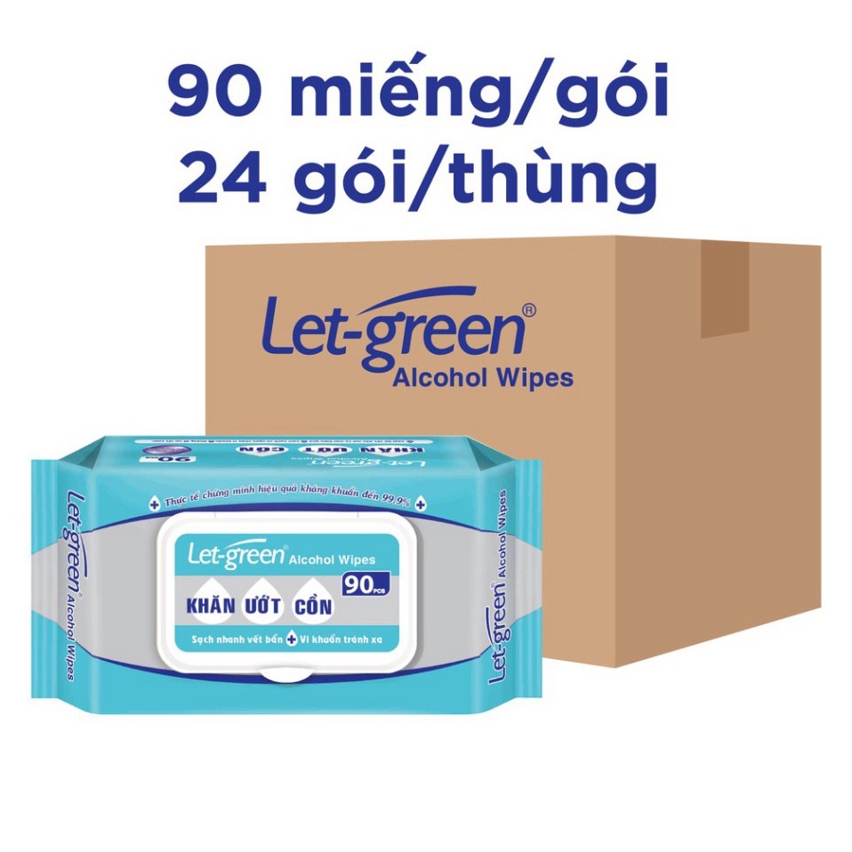 Khăn ướt cồn Let-Green loại 90 miếng/bao