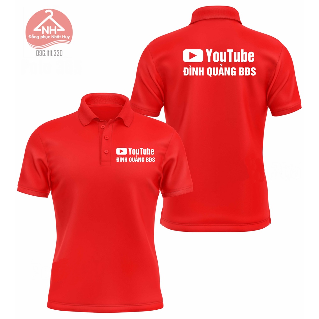 Áo phông youtube,in thêm tên riêng theo yêu cầu ,áo thun youtube cổ bẻ