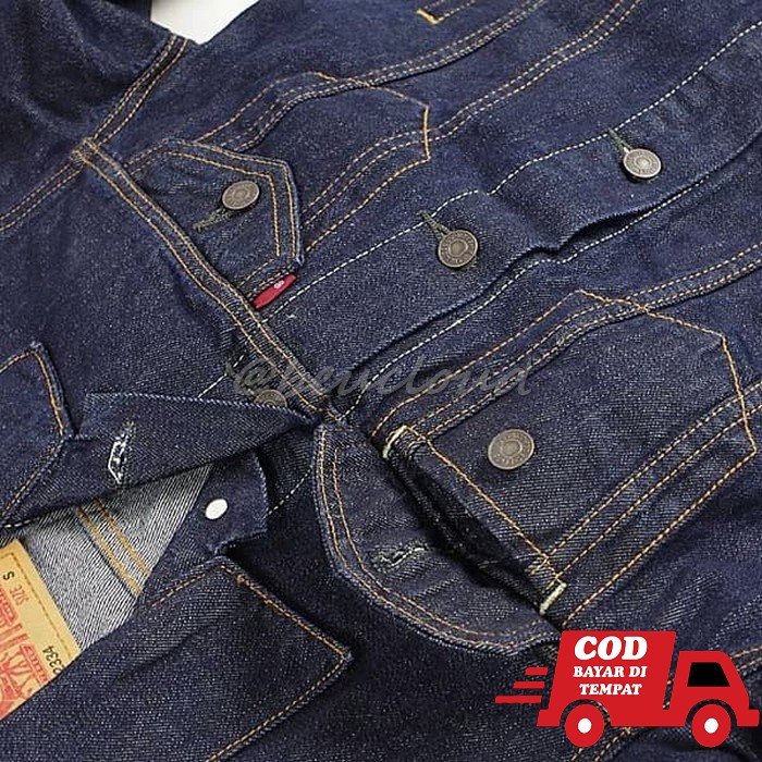 Levi Áo Khoác Jean Nam Size Lớn Màu Xanh Đậm / Xanh Dương Đậm Thời Trang Levis