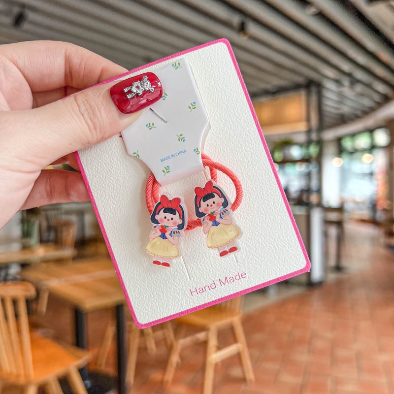 Set 2 Dây Buộc Tóc Co Giãn Kiểu Dáng Hoạt Hình Dễ Thương Cho Bé Gái