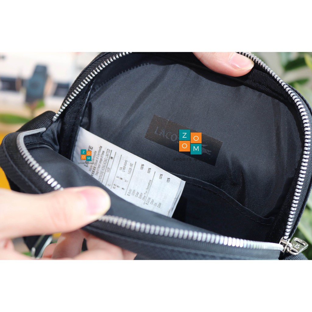 Túi đeo chéo nam LACOSTE Chantaco 2021 da mềm chống thấm nước màu đen